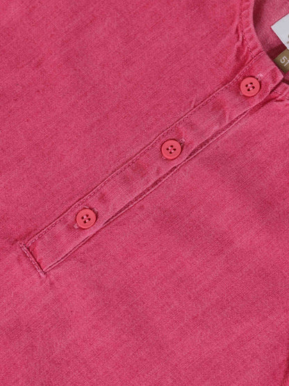 Short Sleeve Henley pink denim girls top by Adee with pink button placket.