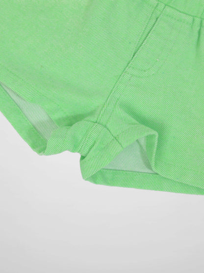 Denim shorts for boys by Adee in neon green with rolled cuffs