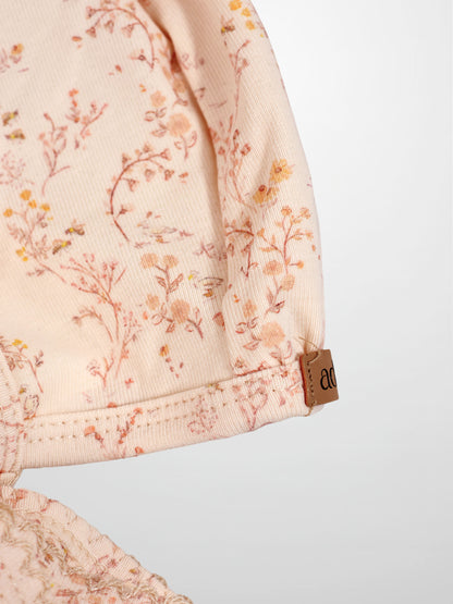 Sweet Meadow Bonnet for girls by Adee in pink floral meadow print