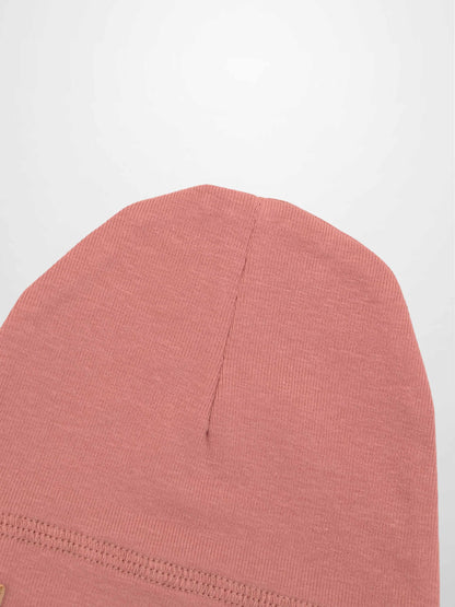 Cherry Frame Hat for girls in muted pink knit fabric by Adee