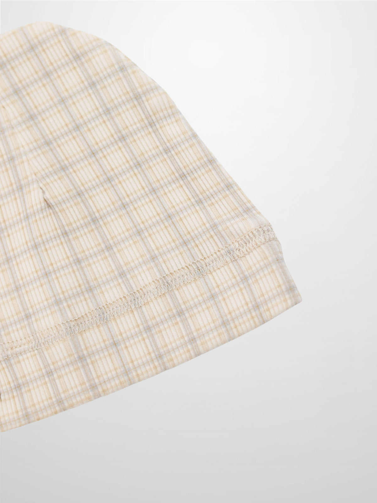 Oatmeal Grid Hat for boys, light blue and brown plaid fabric by Adee