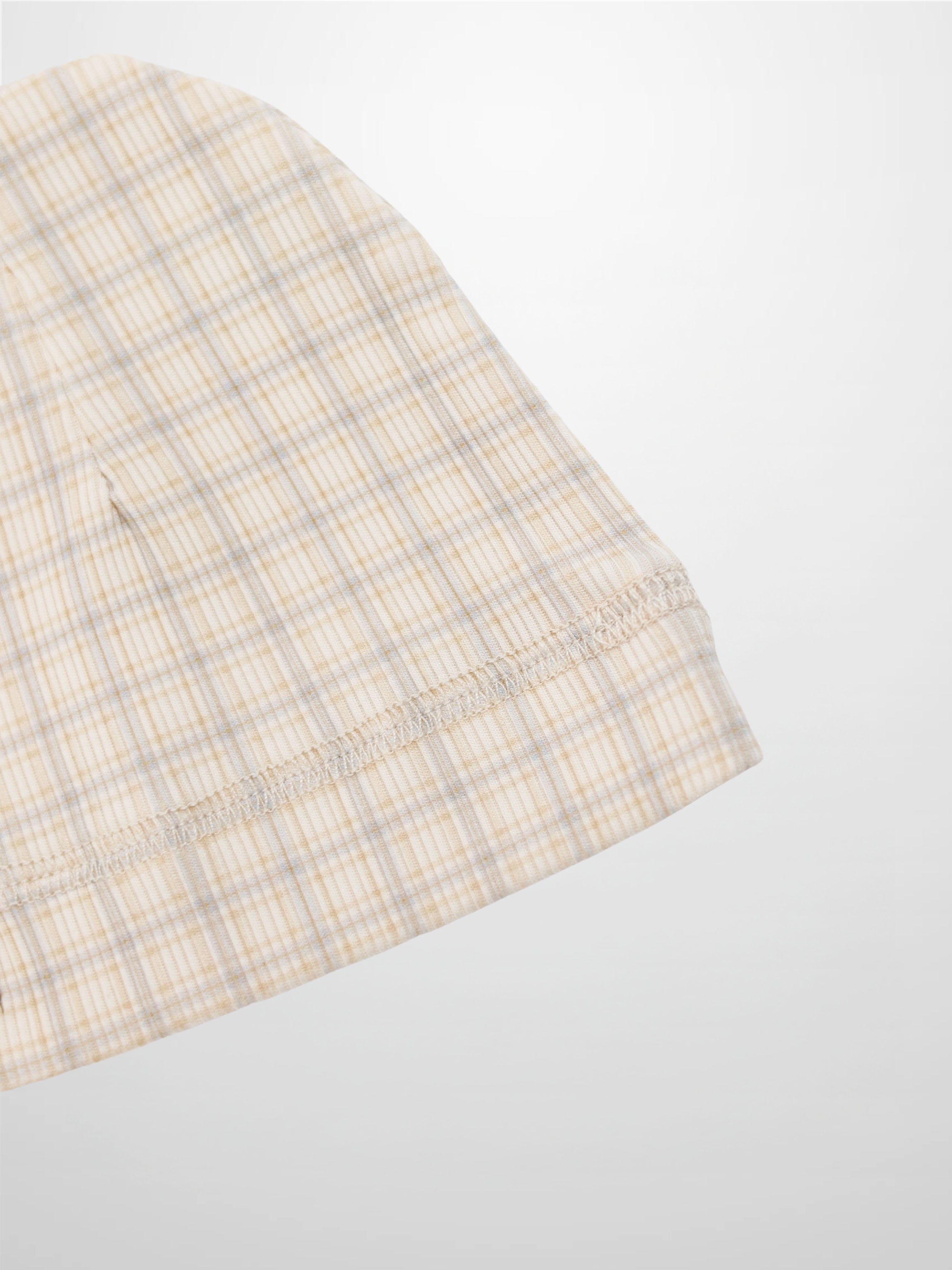 Oatmeal Grid Hat for boys, light blue and brown plaid fabric by Adee