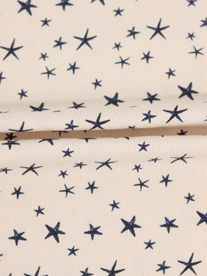 Star Blanket by Adee; ivory boys swaddle blanket with navy star print.