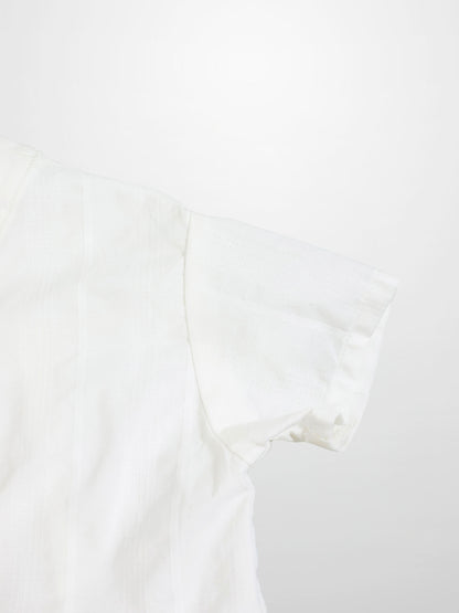 Adee textured white cotton shirt for boys, dressy top with subtle vertical stripe texture.