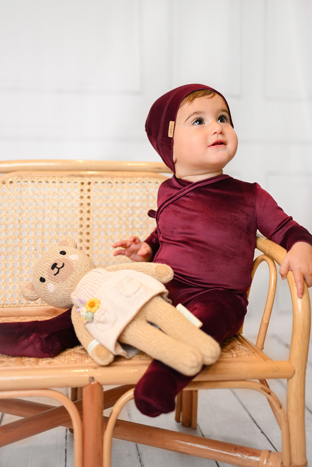 Velour Beanie - Burgundy