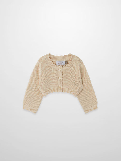 Cropped ivory lace cardigan for girls, Adee dressy knit top with button front