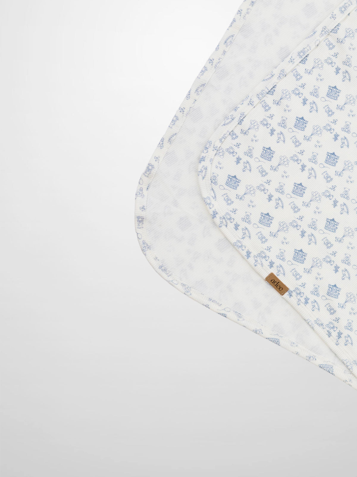 Little Storybook Blanket - Blue swaddle for boys by Adee with blue print pattern