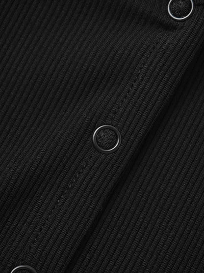 Thin Ribbed Cardigan - Black