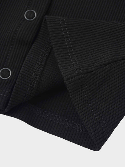 Thin Ribbed Cardigan - Black