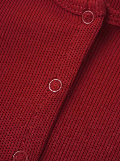 Thin Ribbed Cardigan - Burgundy