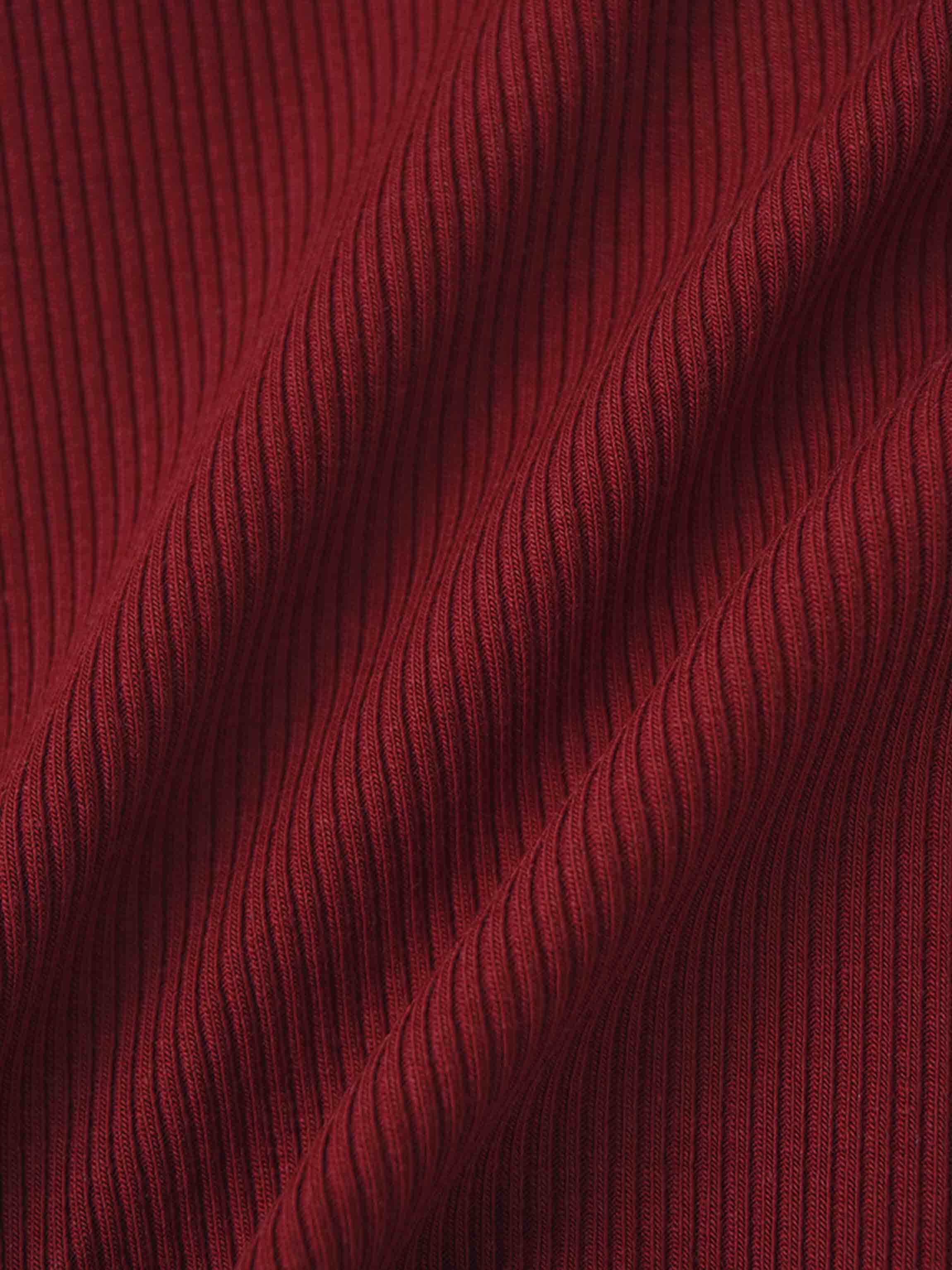 Thin Ribbed Cardigan - Burgundy