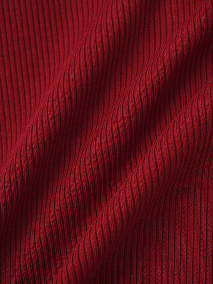 Thin Ribbed Cardigan - Burgundy