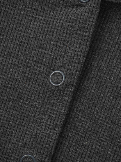 Thin Ribbed Cardigan - Heather Grey