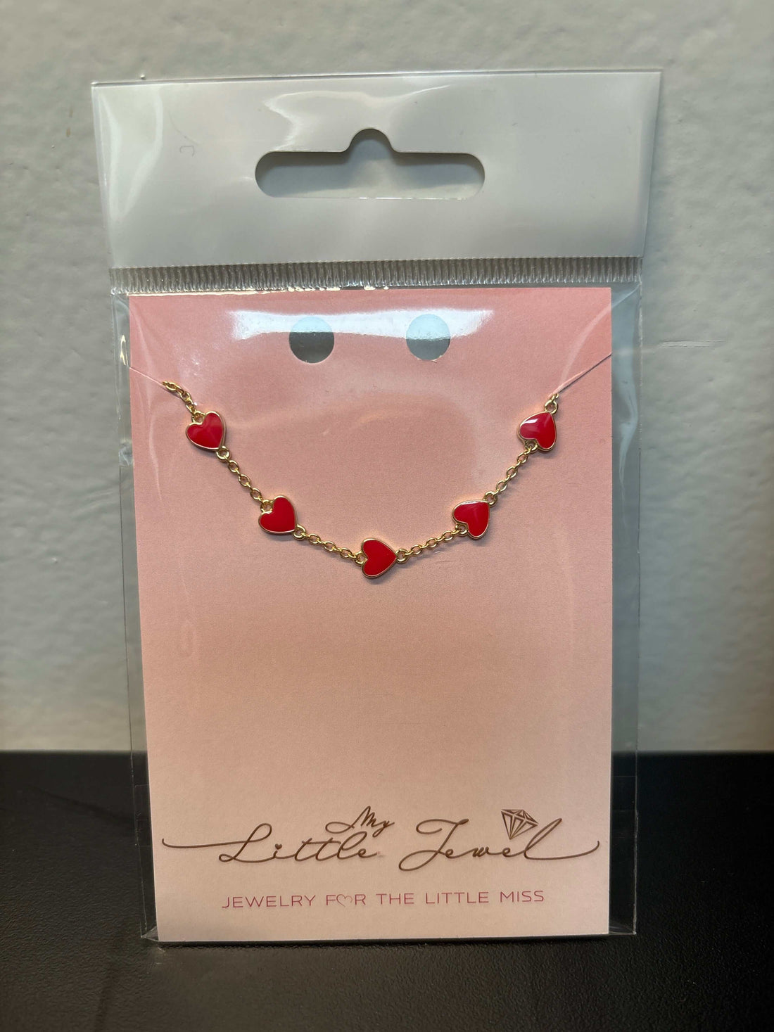 Enamel Heart Charm Bracelet - Red