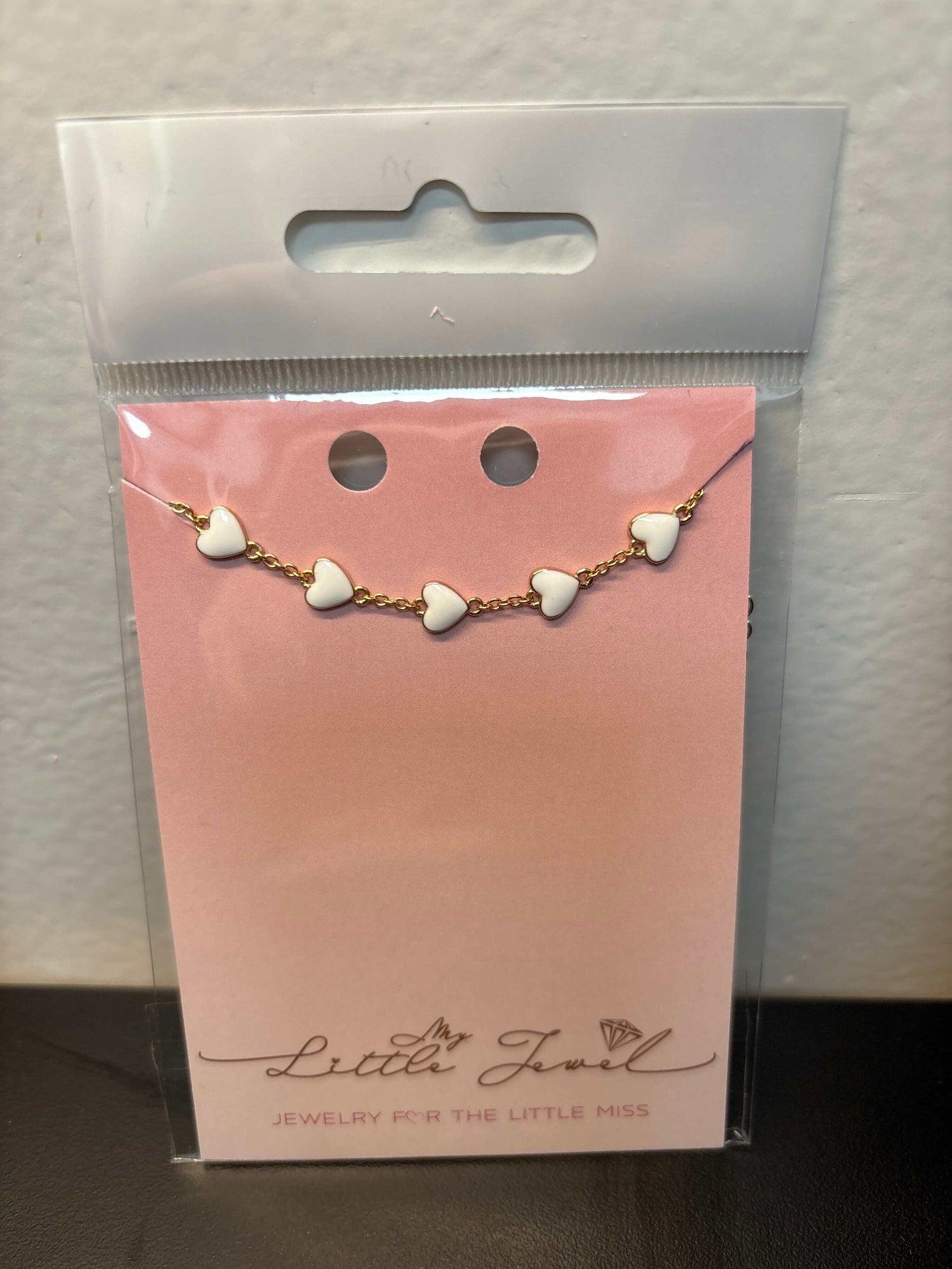 Enamel Heart Charm Bracelet - White