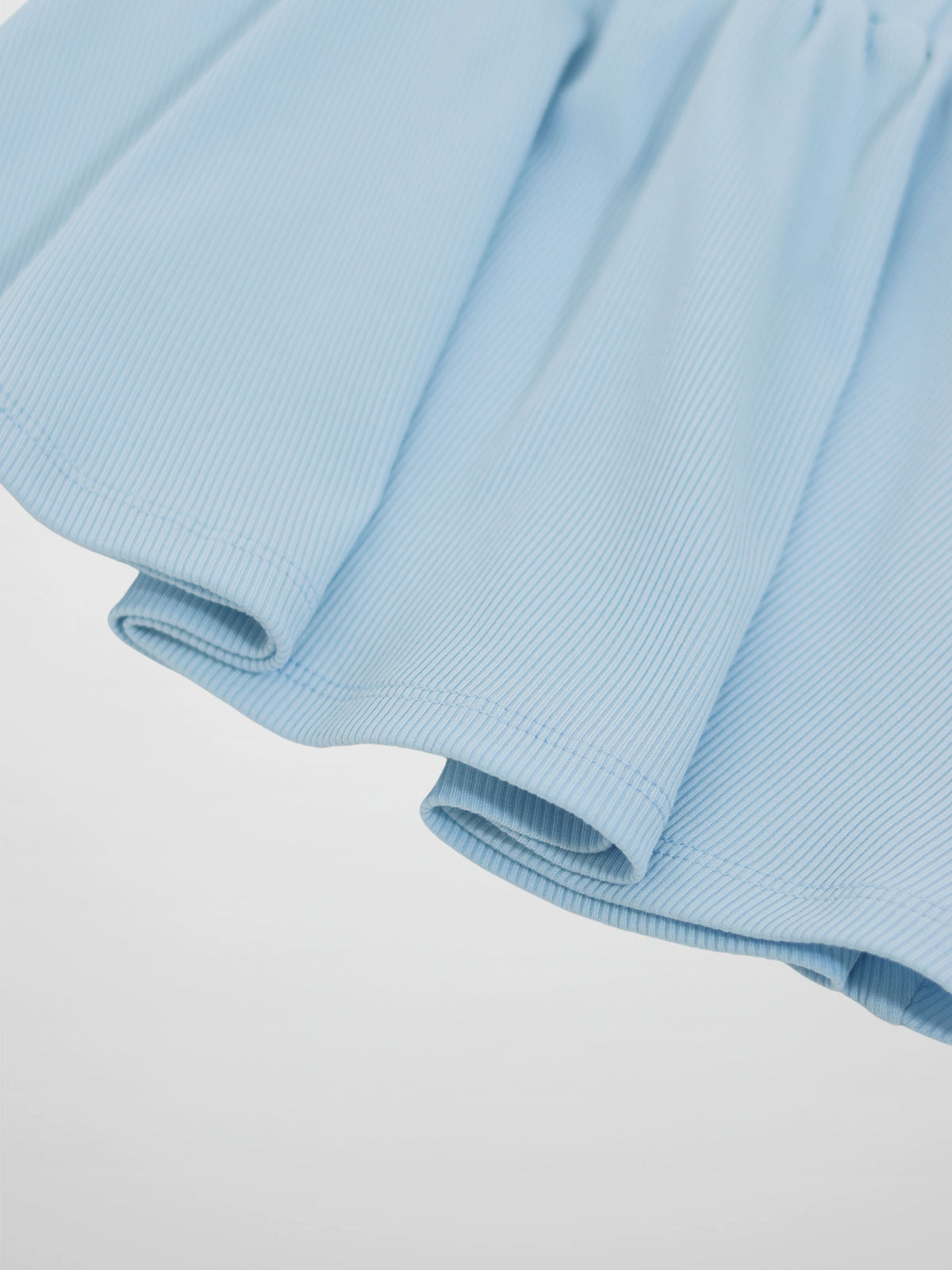 Paper Bag Waist Skirt for girls in light blue ribbed fabric, Adee.