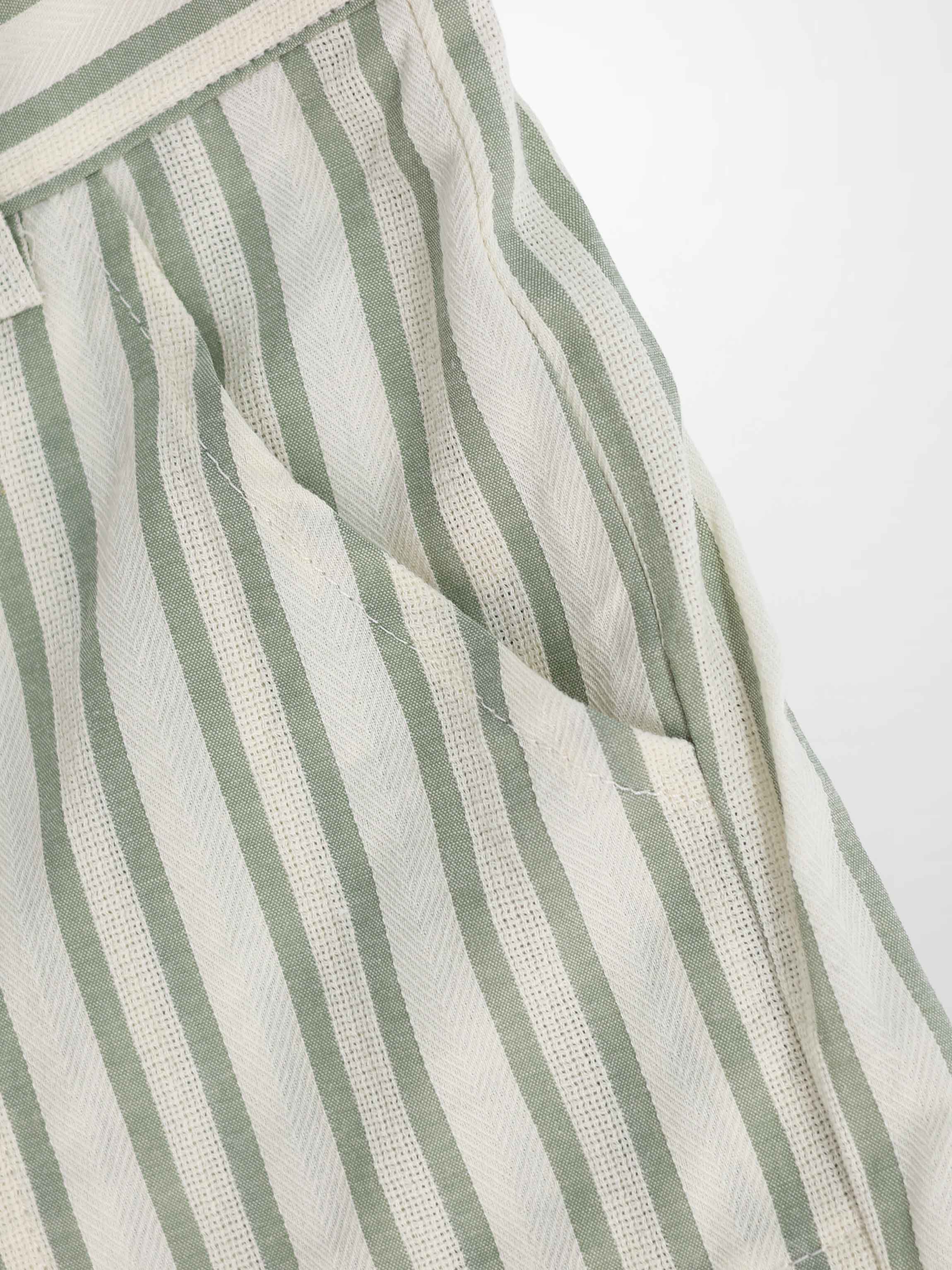 Green striped denim shorts for boys by Adee, dressy style