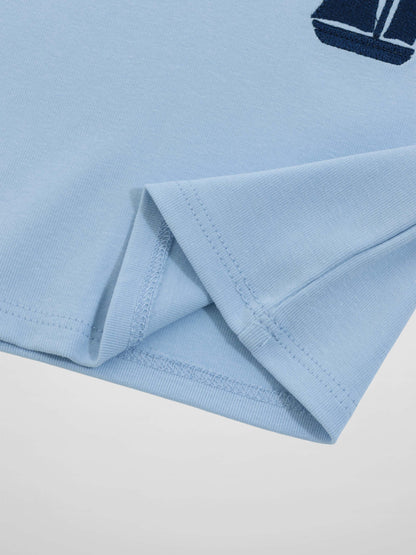 Adee short sleeve emblem boxy T-shirt for boys in light blue