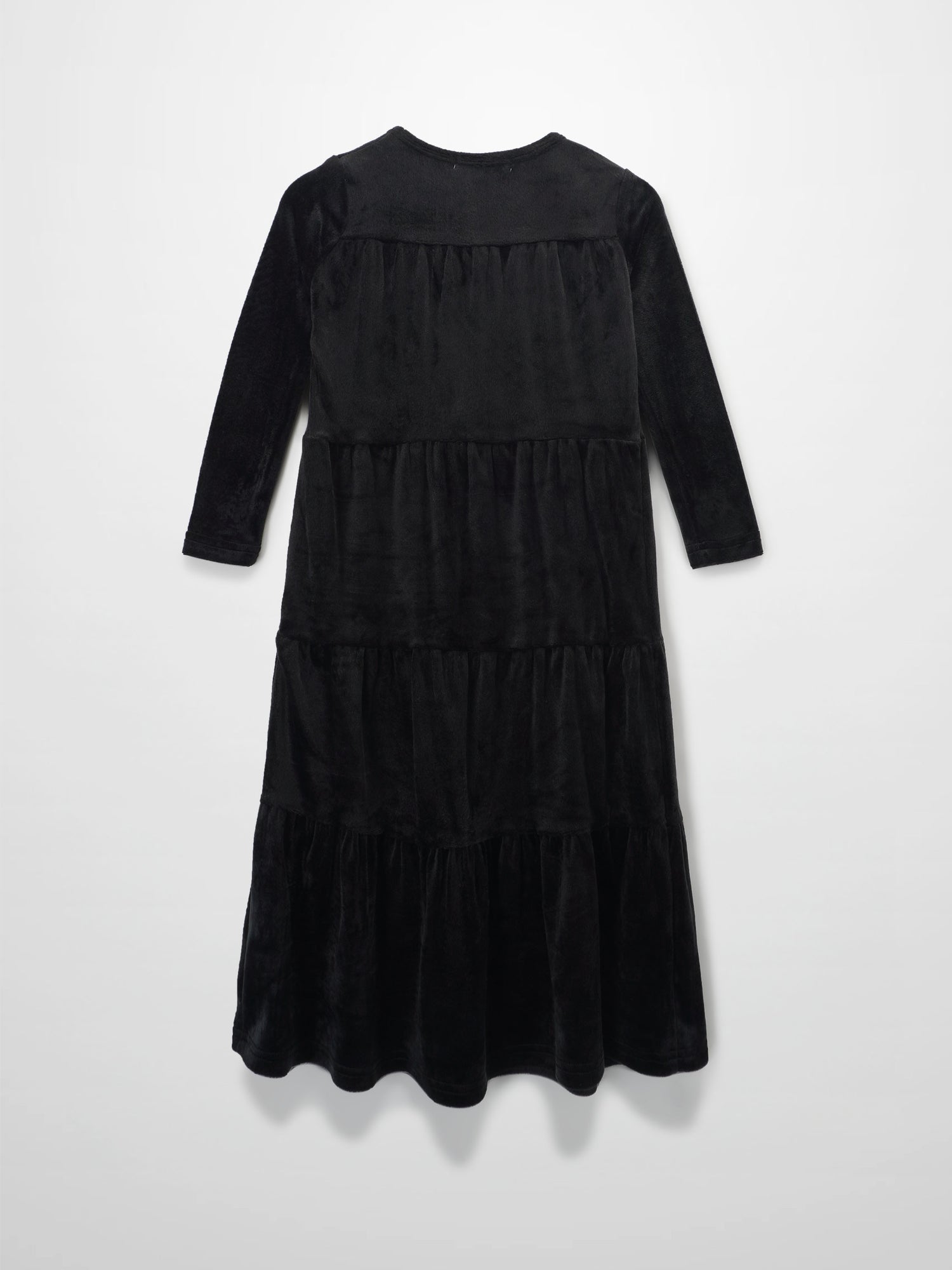 Tiered Velour Robe - Black