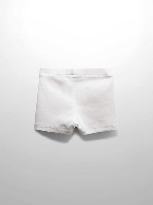 Biker shorts non ribbed white, Adee unisex basics bottoms.