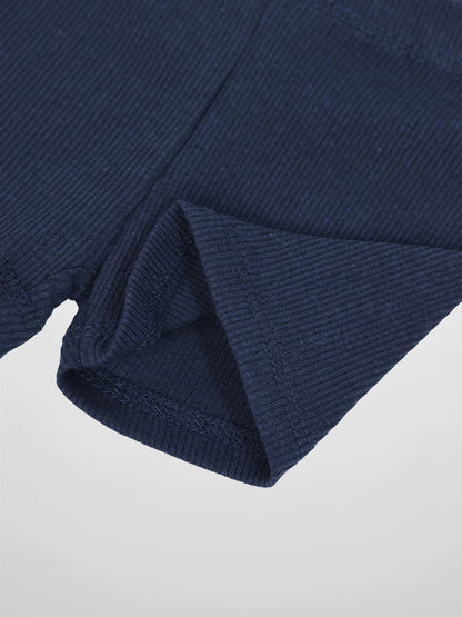 Biker shorts navy ribbed knit fabric, unisex basics