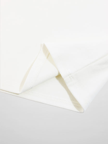 Embroidered Anchor Boxy Short Sleeve T-Shirt for boys by Adee, white fabric close-up of sleeve hem