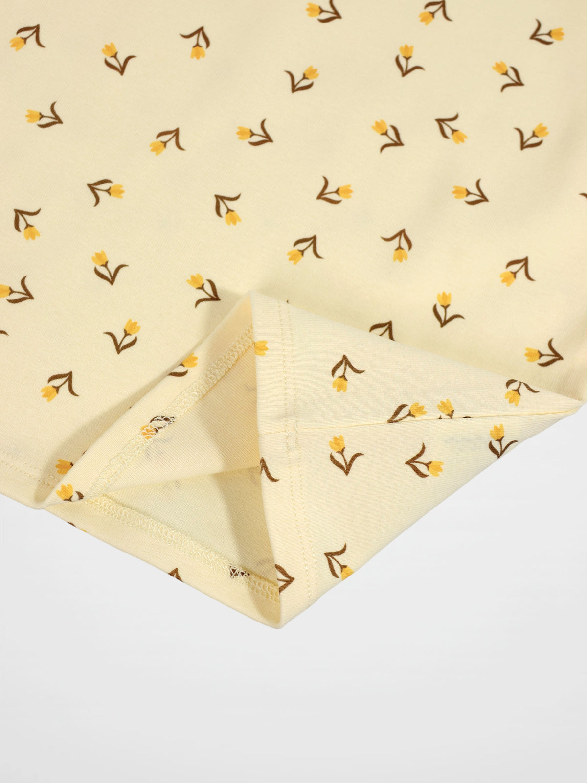 Butter Yellow Tulip T-shirt for girls, tulip-print, 3/4 sleeves, Adee.