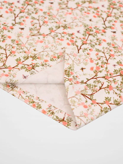Spring Floral Short Sleeve T-Shirt; pink blossom print on pale background.