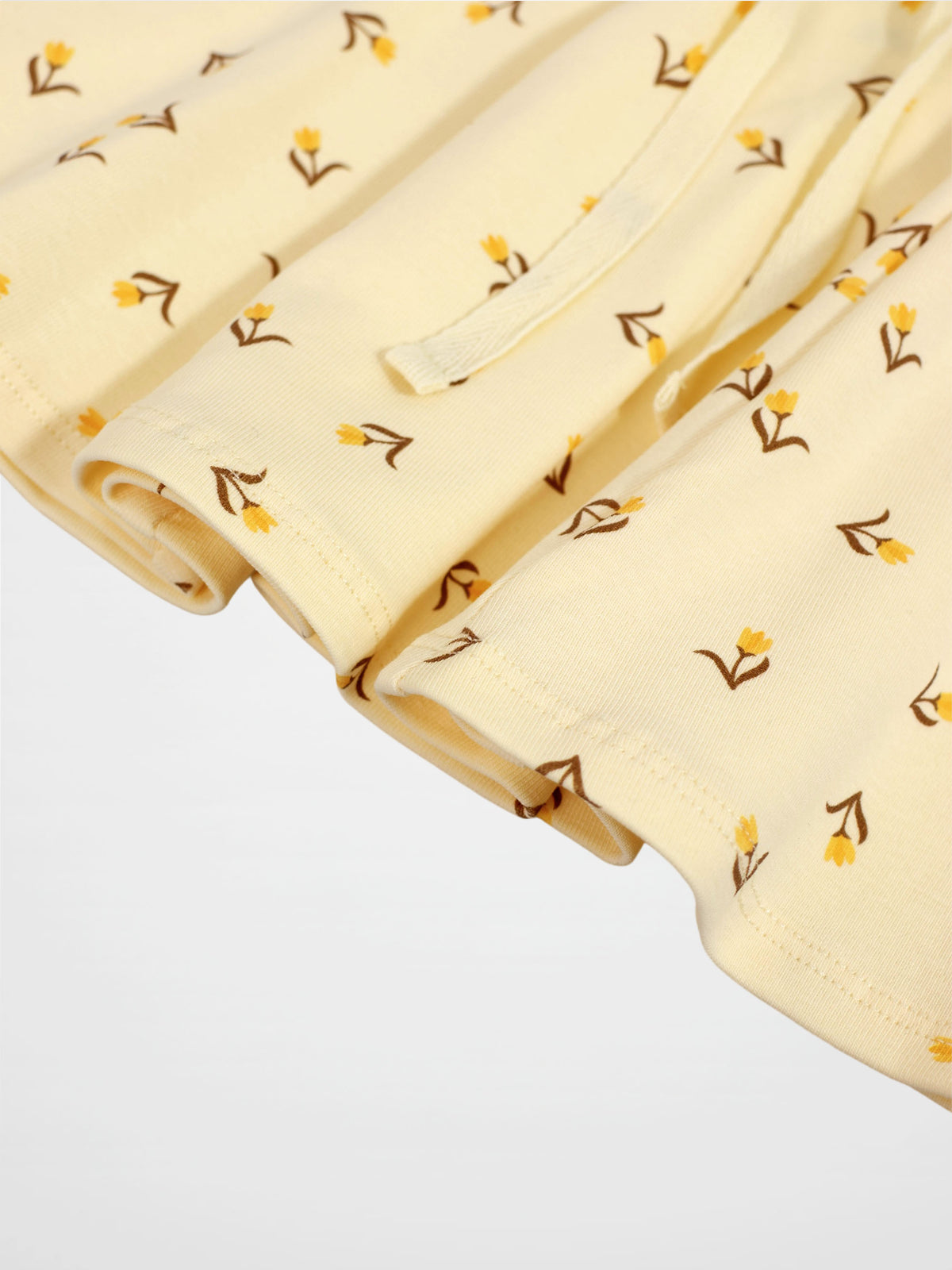 Adee Butter Yellow Tulip 6 Panel Skirt for girls with tiny yellow floral print