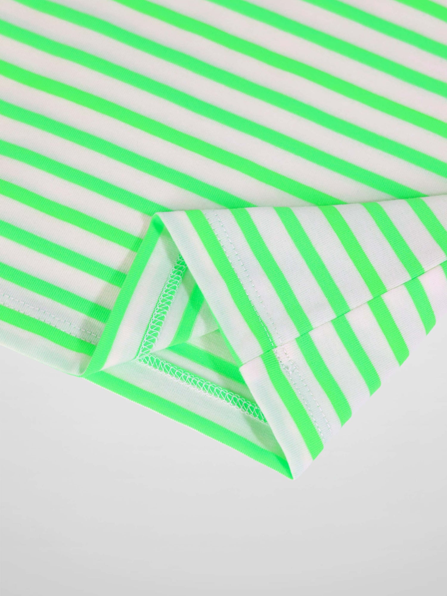 Neon Green Striped Boxy T-shirt  - Short Sleeve