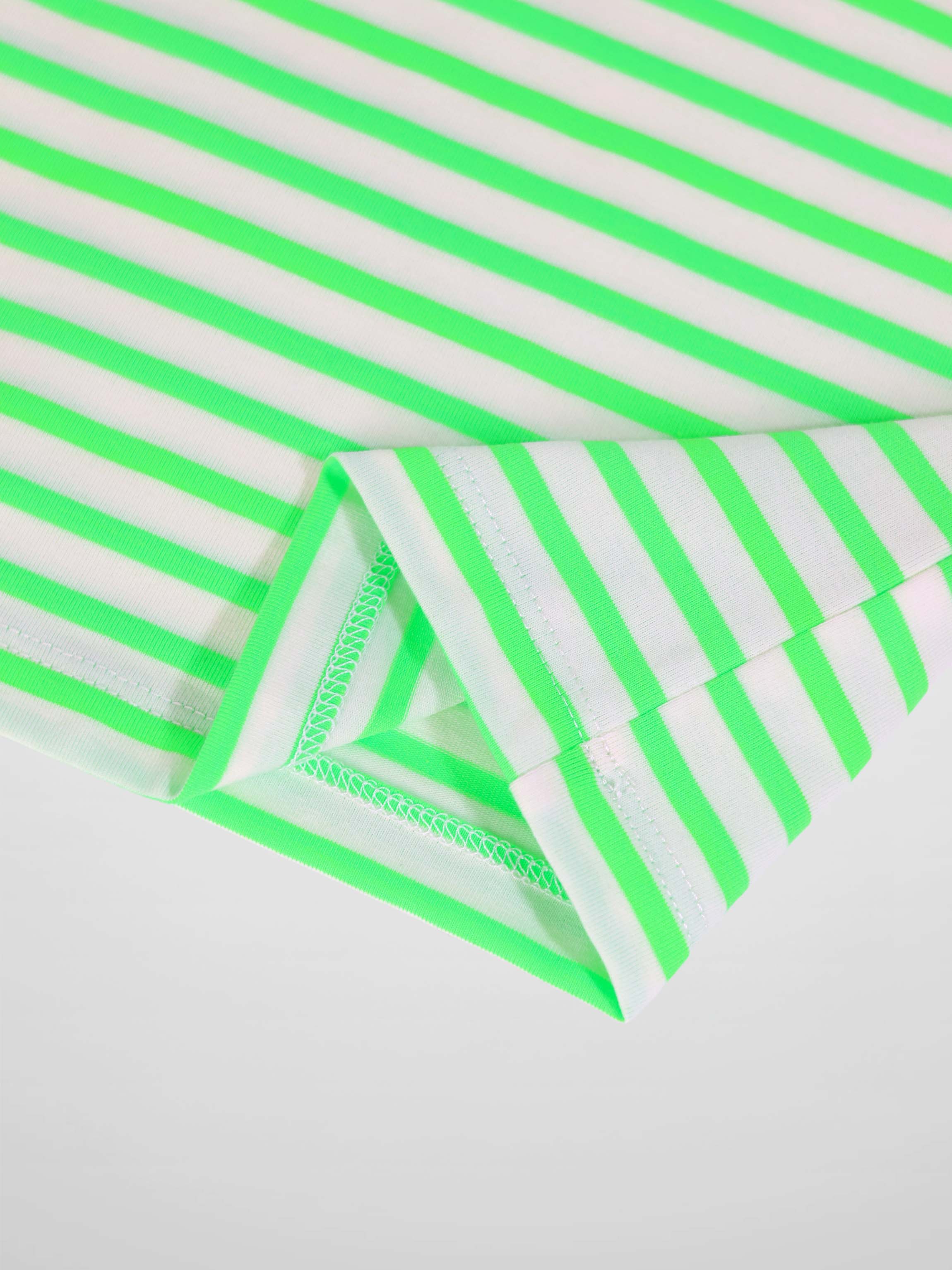 Neon Green Striped Boxy T-shirt  - Short Sleeve