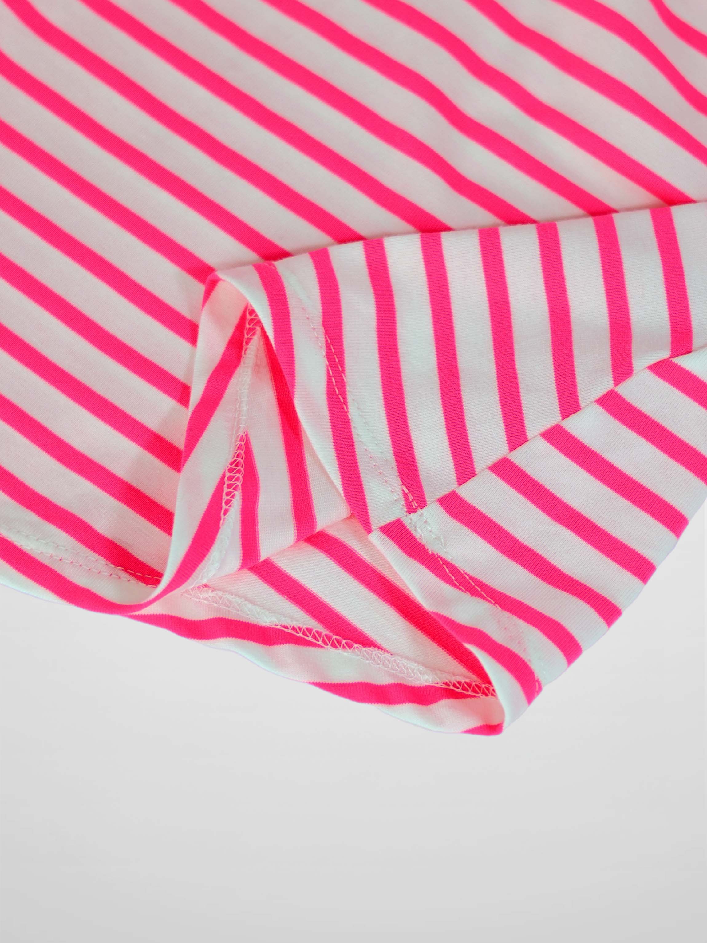 Neon Pink Striped Dress for girls by Adee, 3/4 sleeves