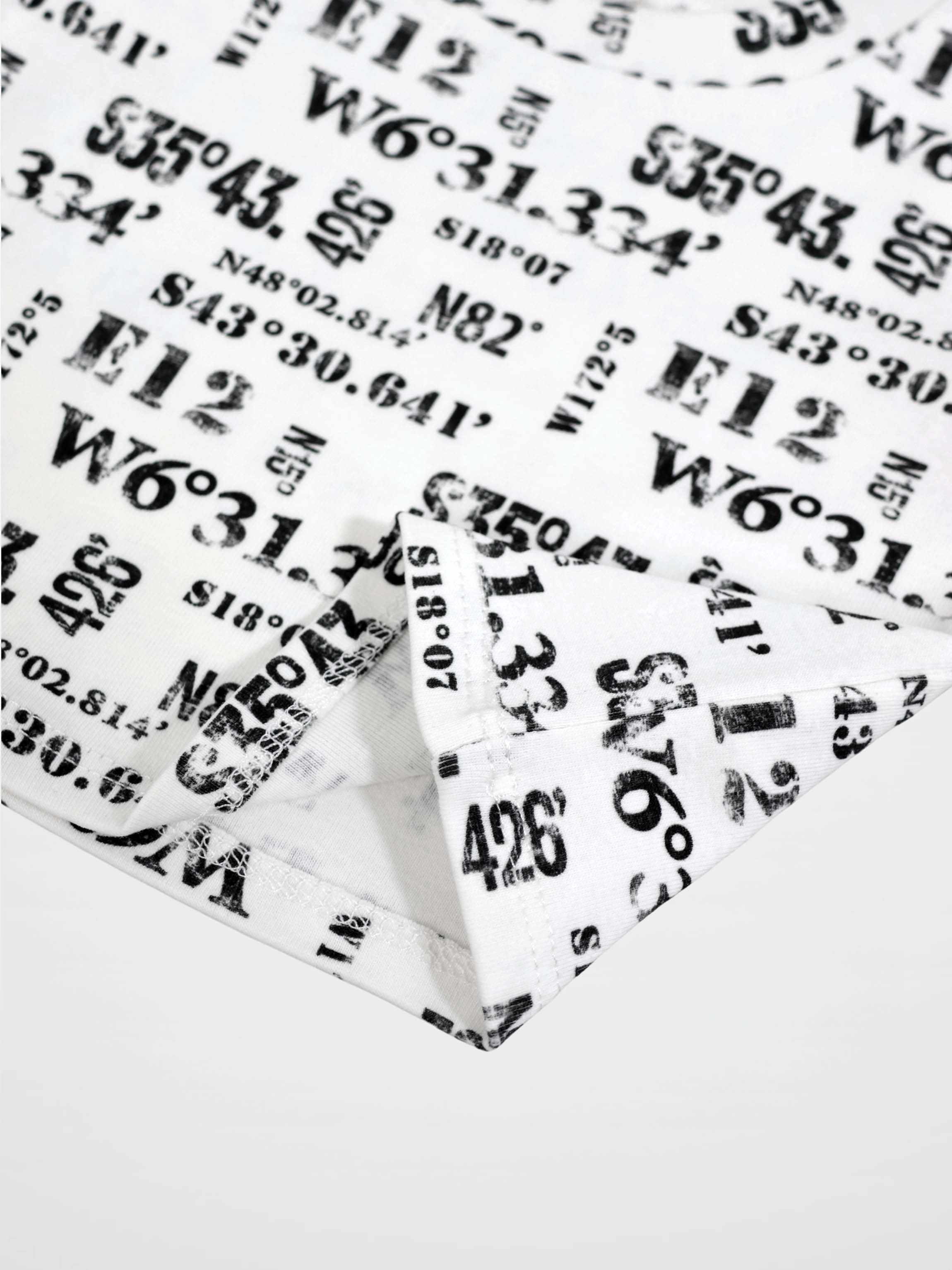 Number Print T-shirt for boys by Adee, white with black coordinate-style numbers.
