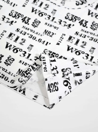Number Print T-shirt for boys by Adee, white with black coordinate-style numbers.