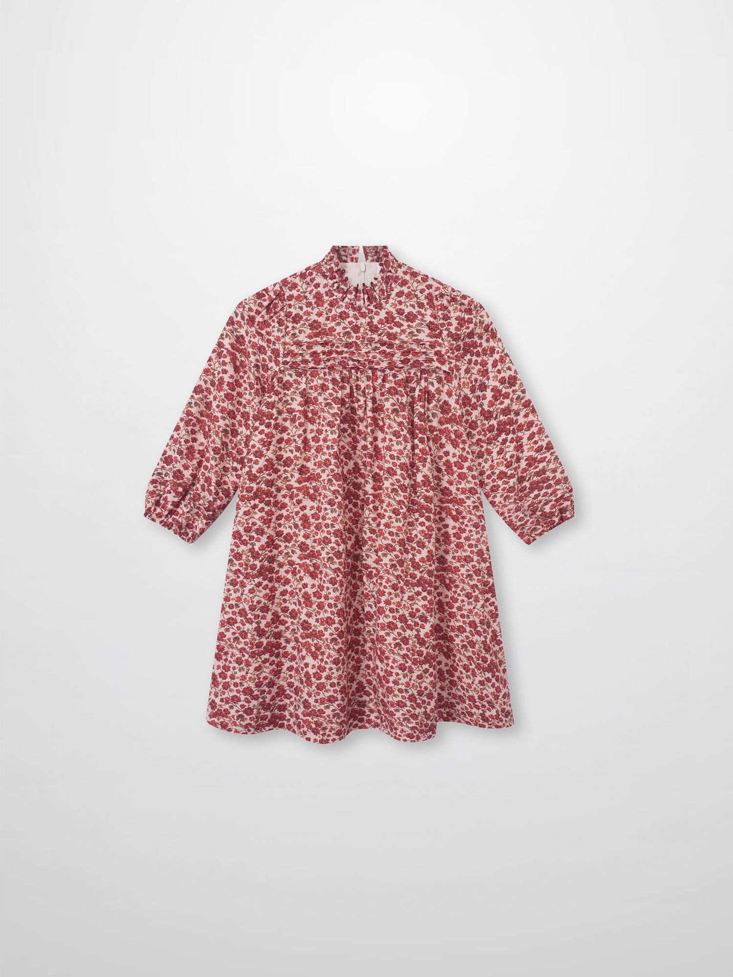 Red Flower Dress by Adee for girls; dressy, red floral print, long-sleeve style