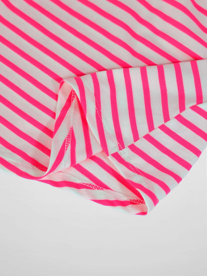 Neon Pink Striped Romper