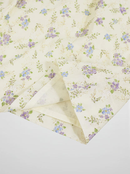 Ivory Flower Dress Sleeveless for girls, dressy floral print with purple and blue flowers