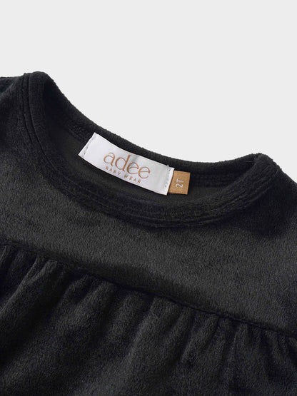 Tiered Velour Robe - Black