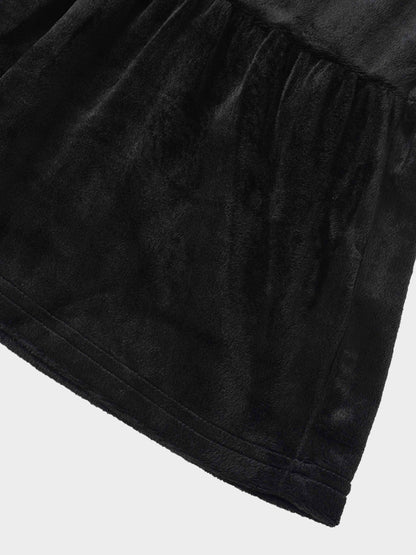 Tiered Velour Robe - Black