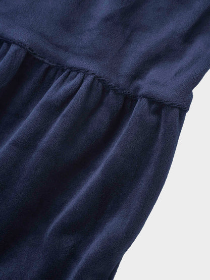 Tiered Velour Robe - Navy