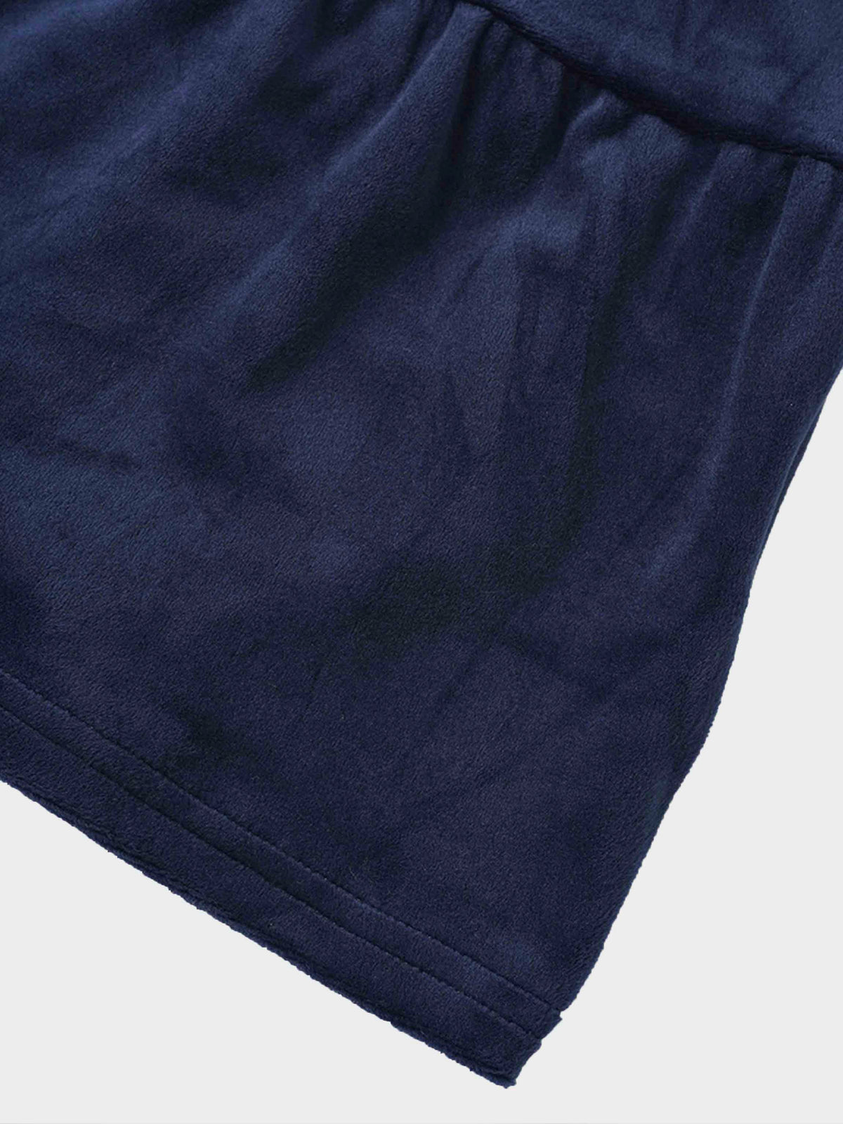 Tiered Velour Robe - Navy: close-up of plush navy velour fabric.