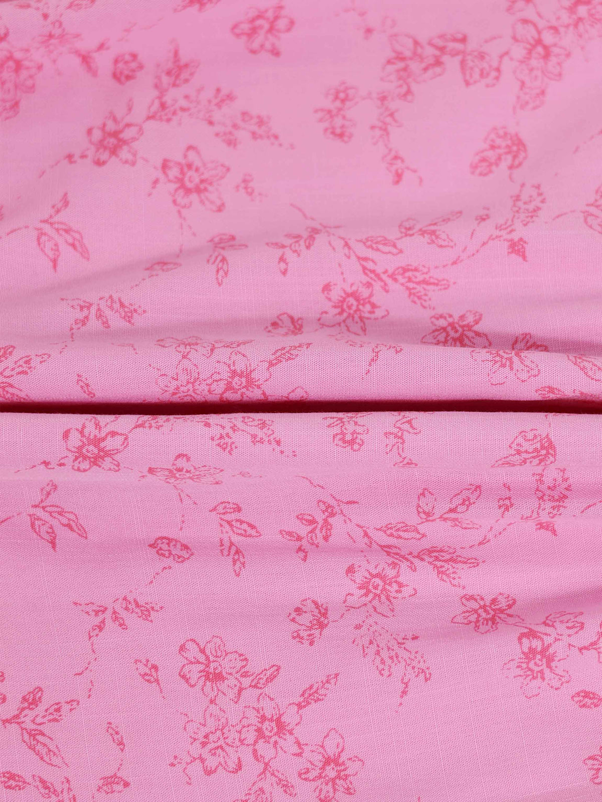 Pink Flower Dress fabric close-up with pink floral print for girls dressy apparel