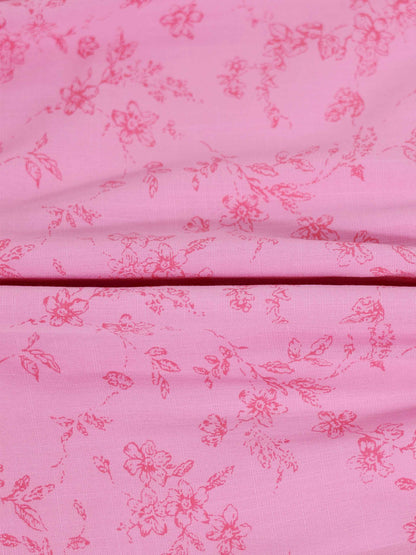 Pink Flower Dress fabric close-up with pink floral print for girls dressy apparel