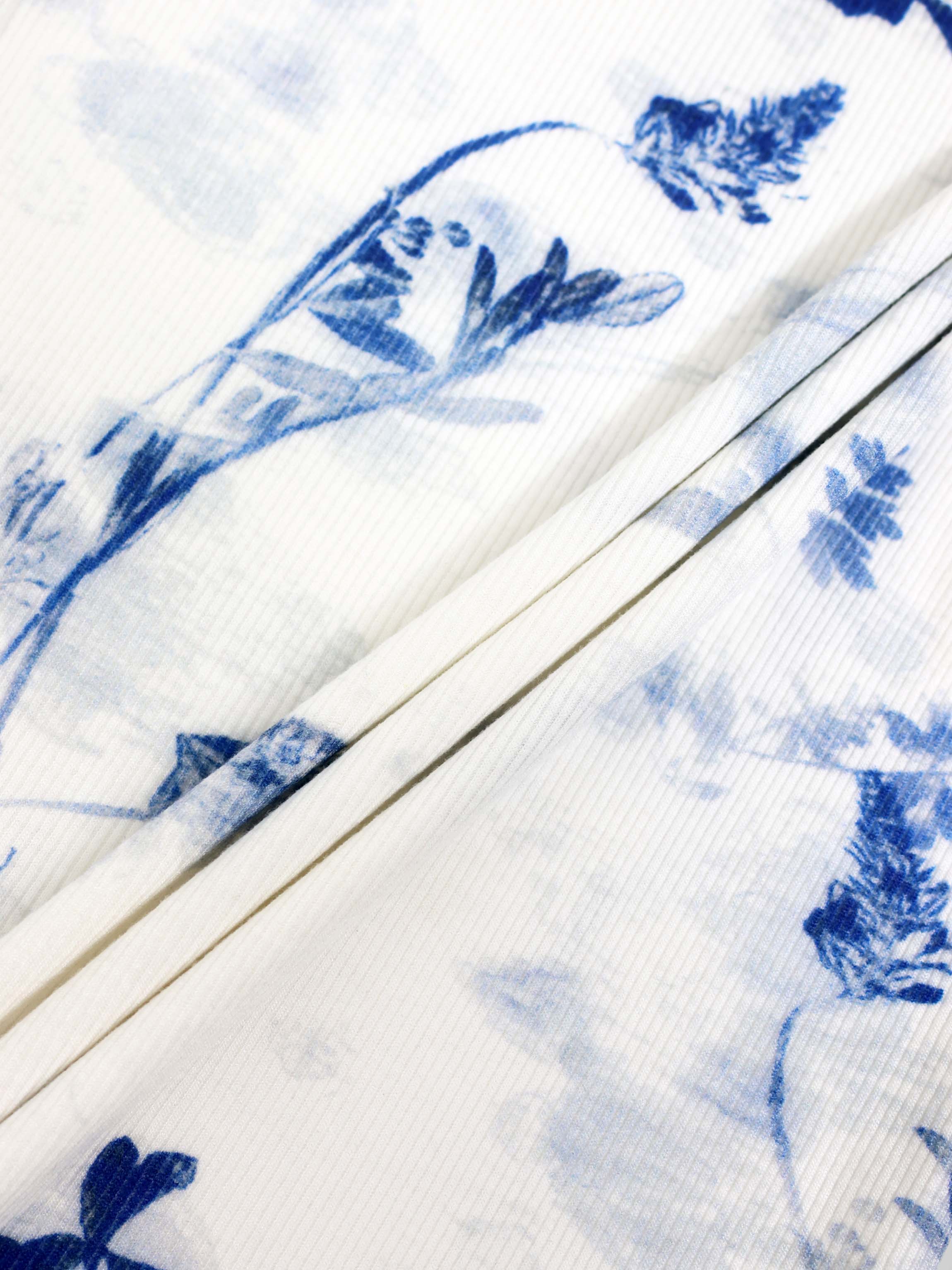 Blue Flower T-Shirt for girls by Adee, short sleeve with blue floral print on white fabric