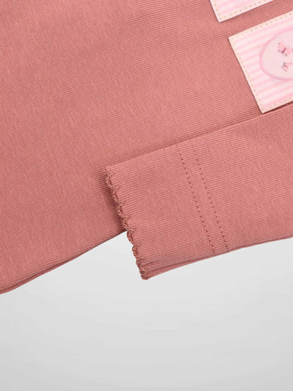 Cherry Frame Stretchy jumpsuit for girls in muted pink by Adee