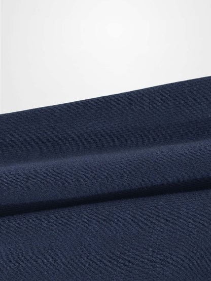Non ribbed leggings in dark navy knit fabric; unisex basics bottoms