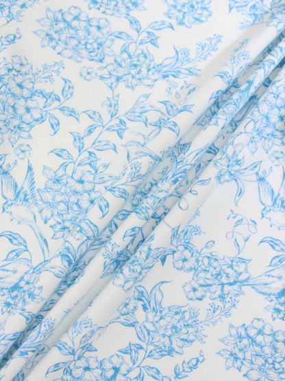 Blue Flowered  3/4 Sleeve T-shirt