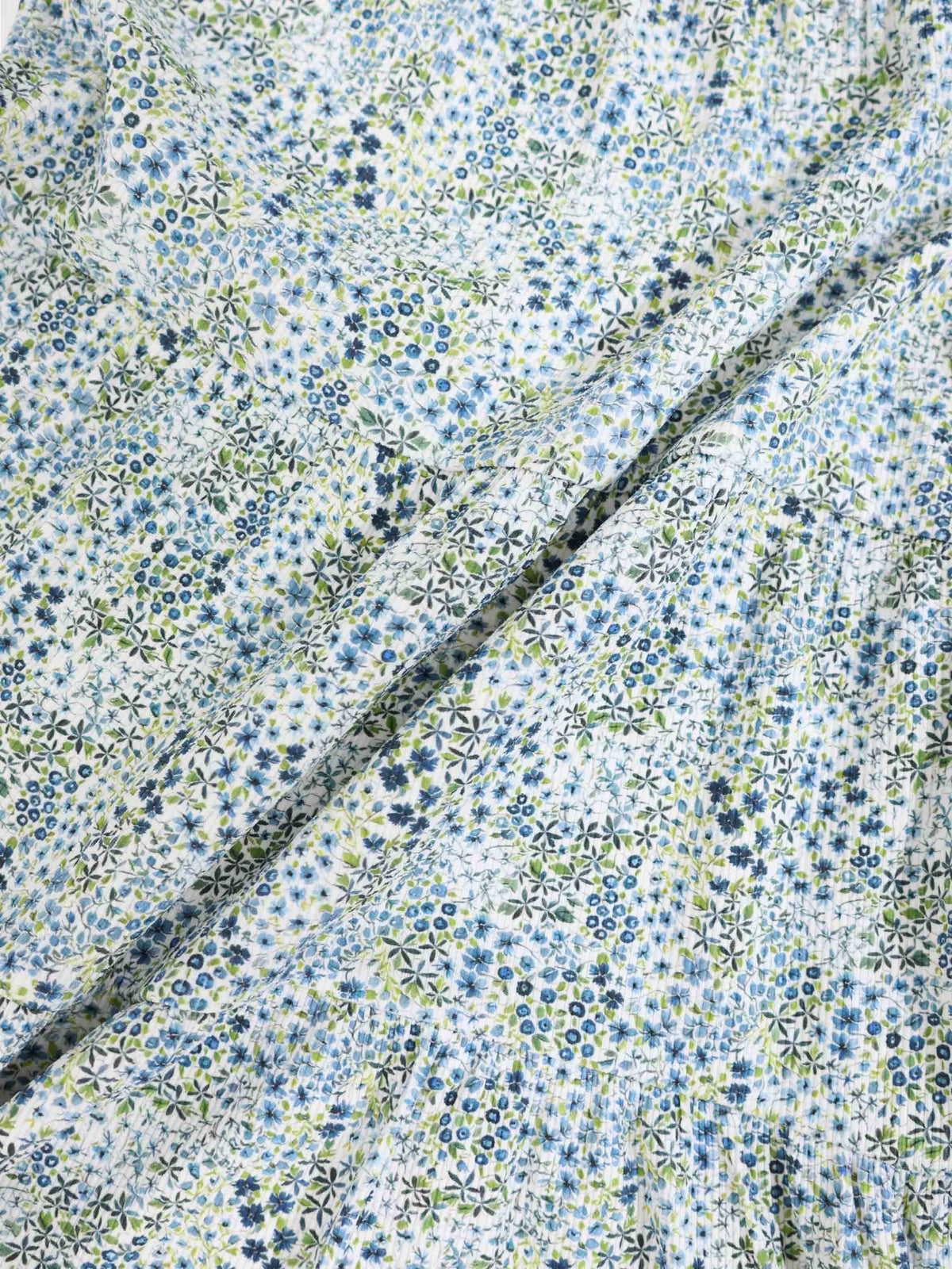 Blue Floral Robe for girls, short sleeve with tiny blue floral print