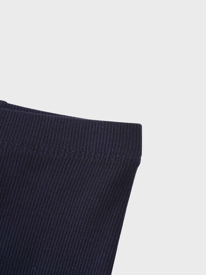Ribbed navy leggings texture detail
