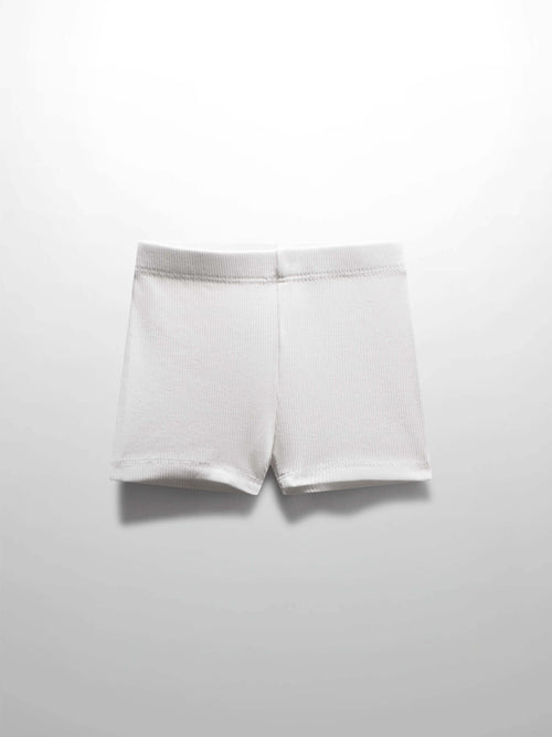 Biker shorts thin ribbed white by Adee; unisex basics bottoms